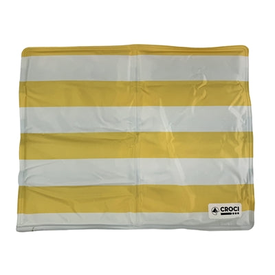 Alfombrilla refrigerante Croci a rayas de doble cara azul amarillo blanco