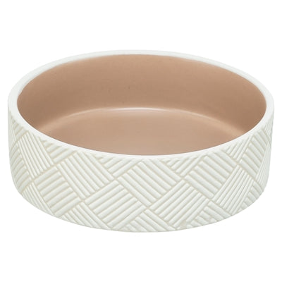 Trixie cuenco de comida bebedero estampado cerámica blanco beige