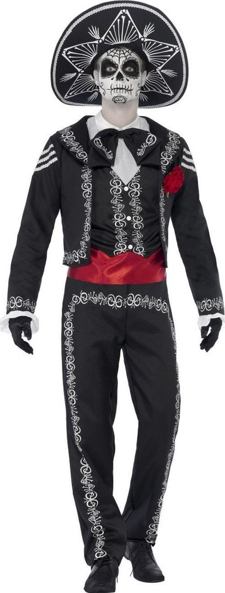 Vegaoo disfraz dia de muertos señor huesos | Ropa de disfraces para hombre talla XL-XXL (58-60)
