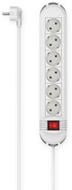 Regleta Hama de 6 contactos con interruptor - montaje en pared - 1,5 m. - blanco