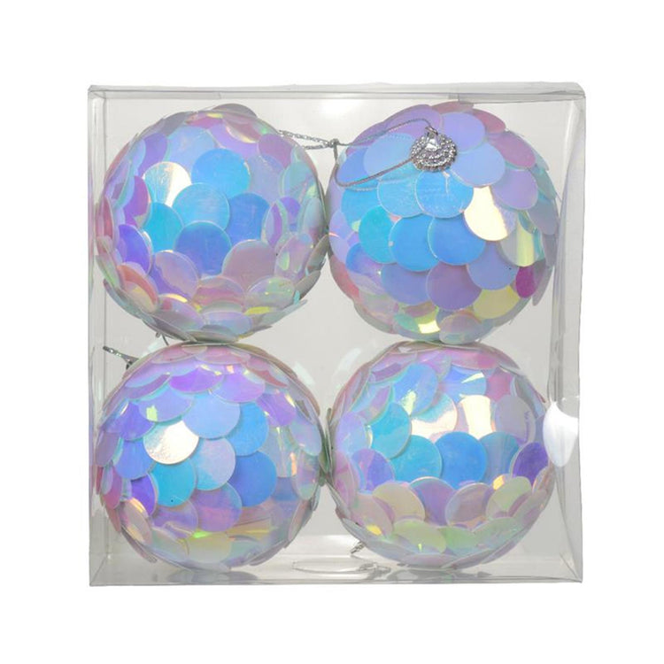 Decoris Pallina di Natale paillettes iridescenti 8cm 4 pz