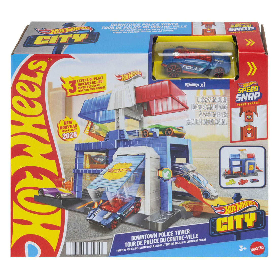 Hot Wheels City Centre Playset Torre della Polizia Playset - con auto della polizia in metallo