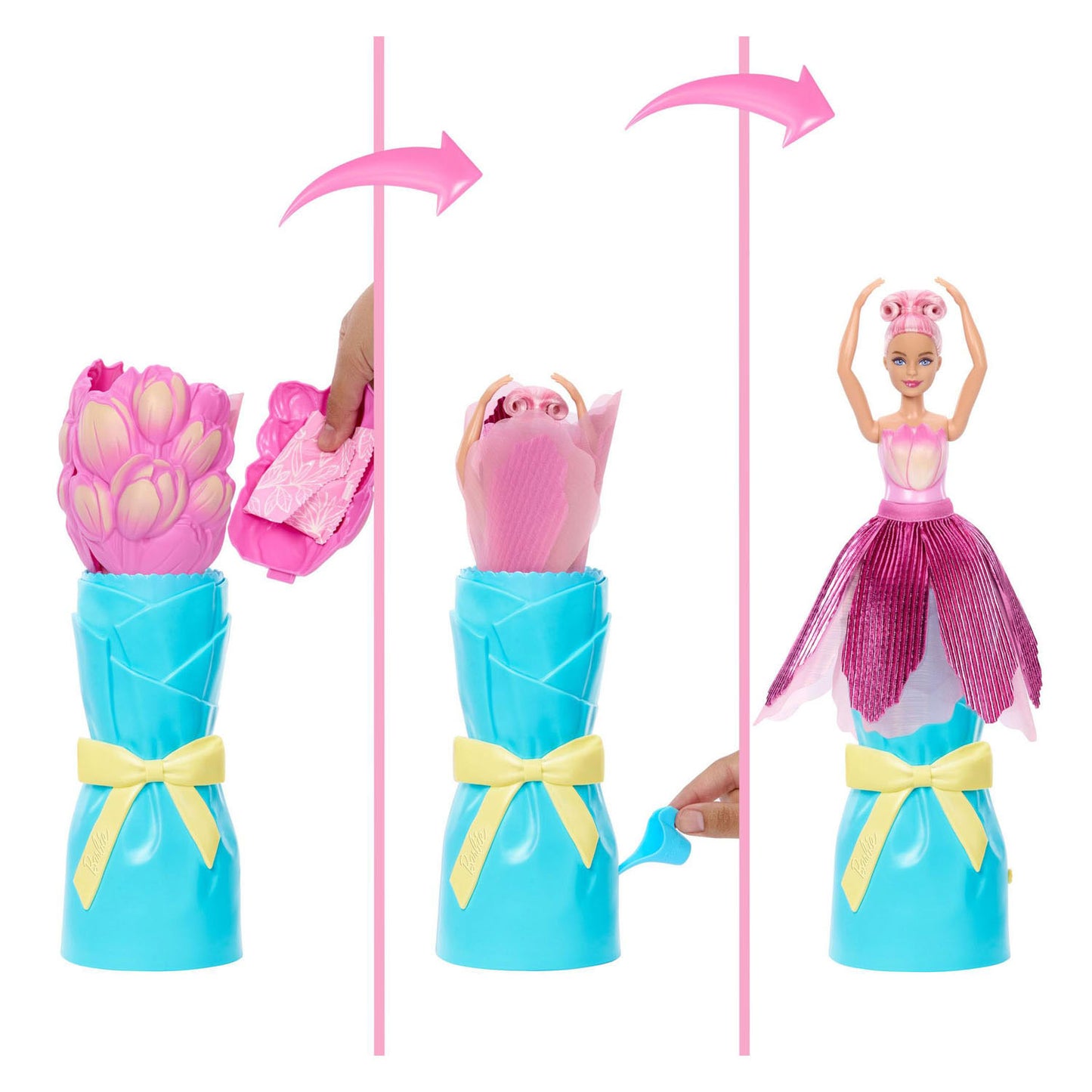 Barbie petal pop geparfumeerde modepop - roze tulpenjurk