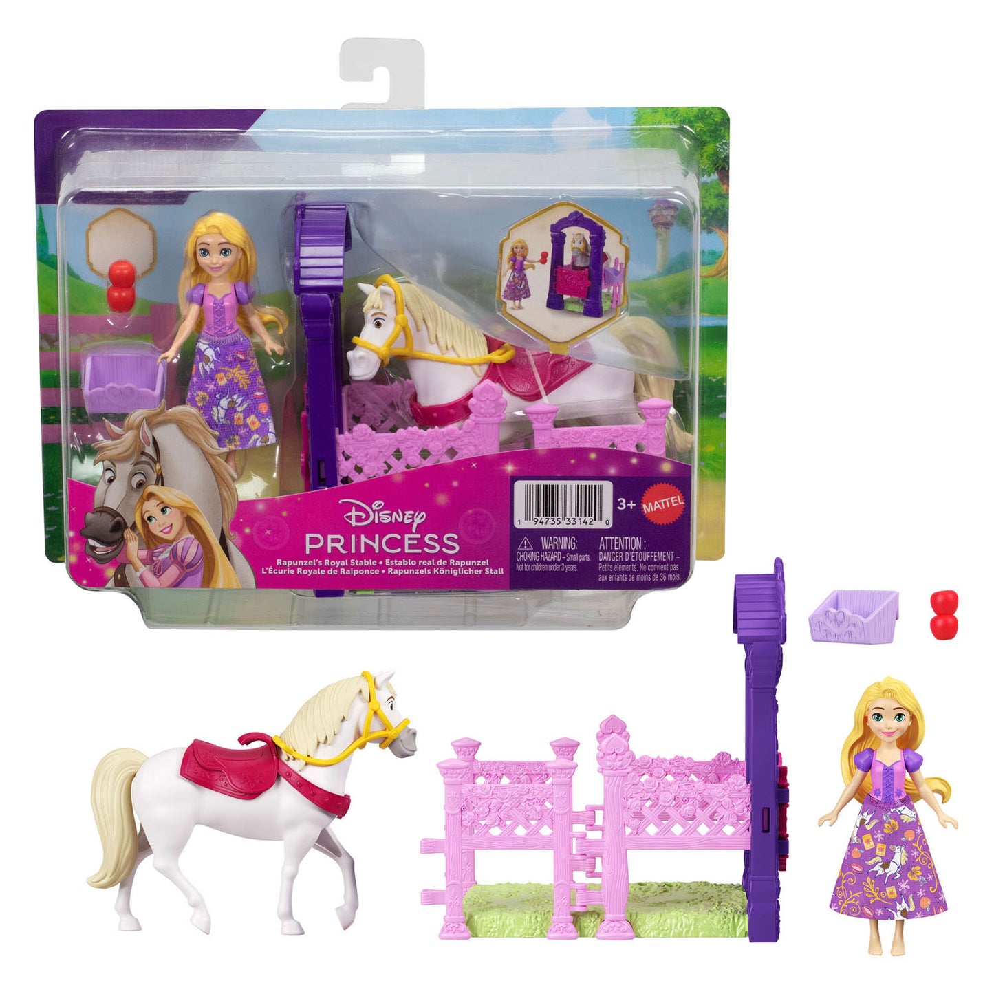 Set de juego de princesas Disney con princesa y caballo.