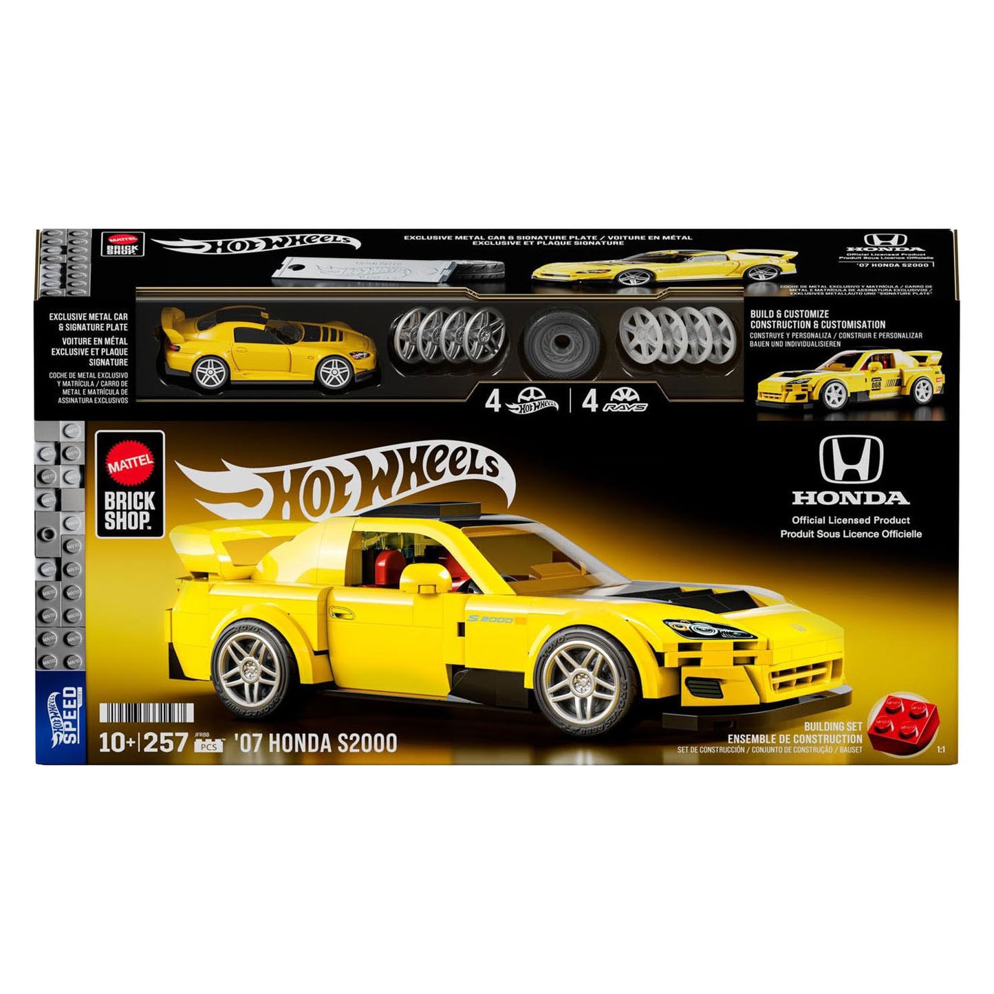 Hot Wheels Brick Shop Speed ​​Series 2007 Honda S2000 1:32 Set da costruzione - 257 pezzi.