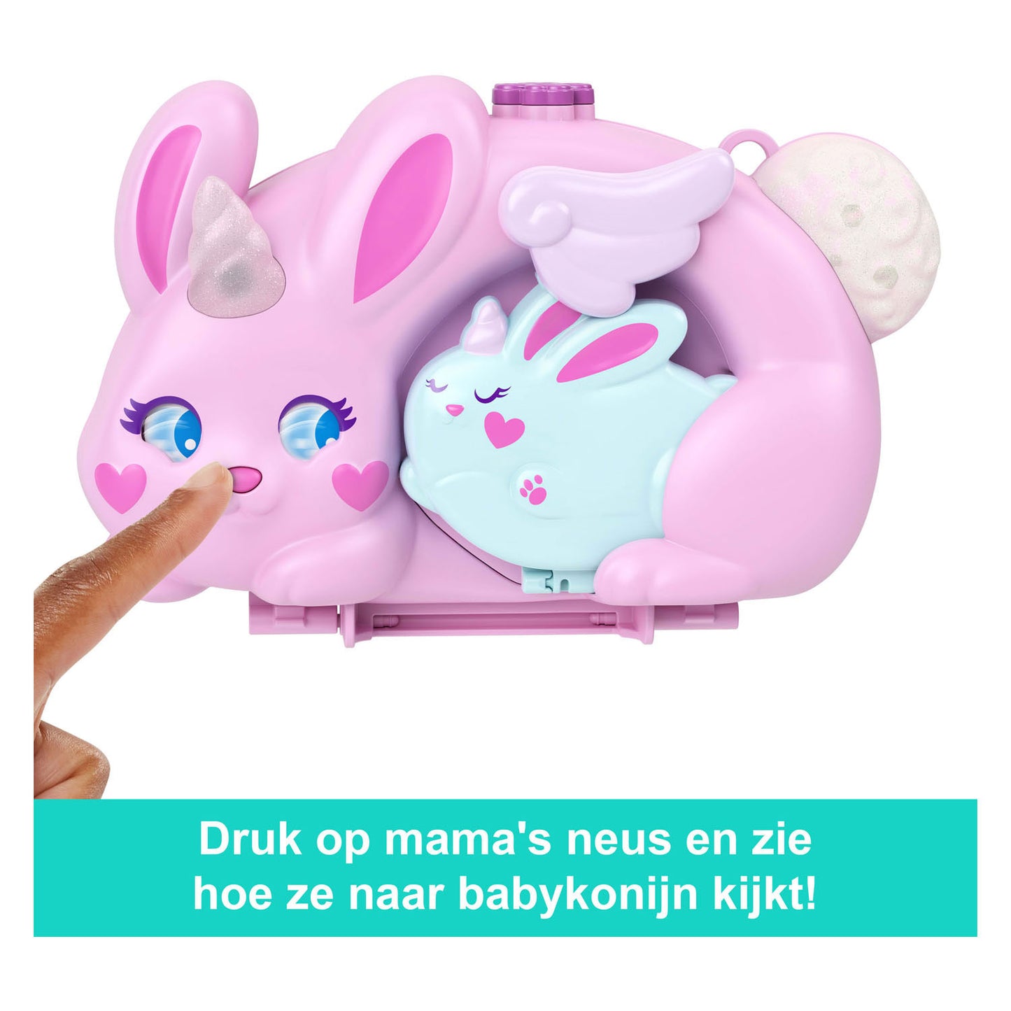 Polly Pocket 2 in 1 coniglietto divertente: borsa con set da gioco compatto