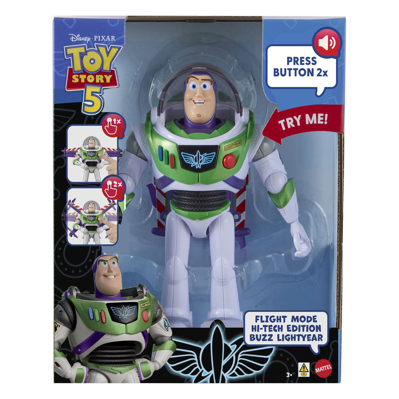Mattel Disney e Pixar Toy Story Flight Mode Hi-Tech Edition - Buzz Lightyear in scala di 30 cm e oltre 35 suoni - Olandese