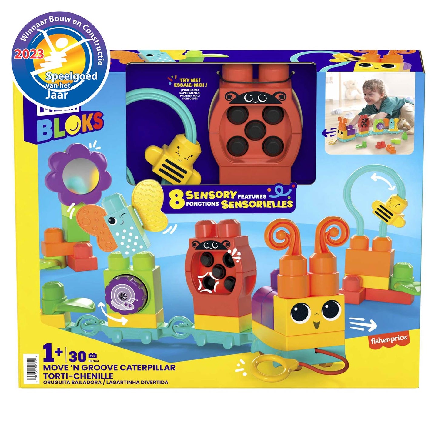 Mattel mega bloks move' n groove caterpillar bouwset - 30dlg.