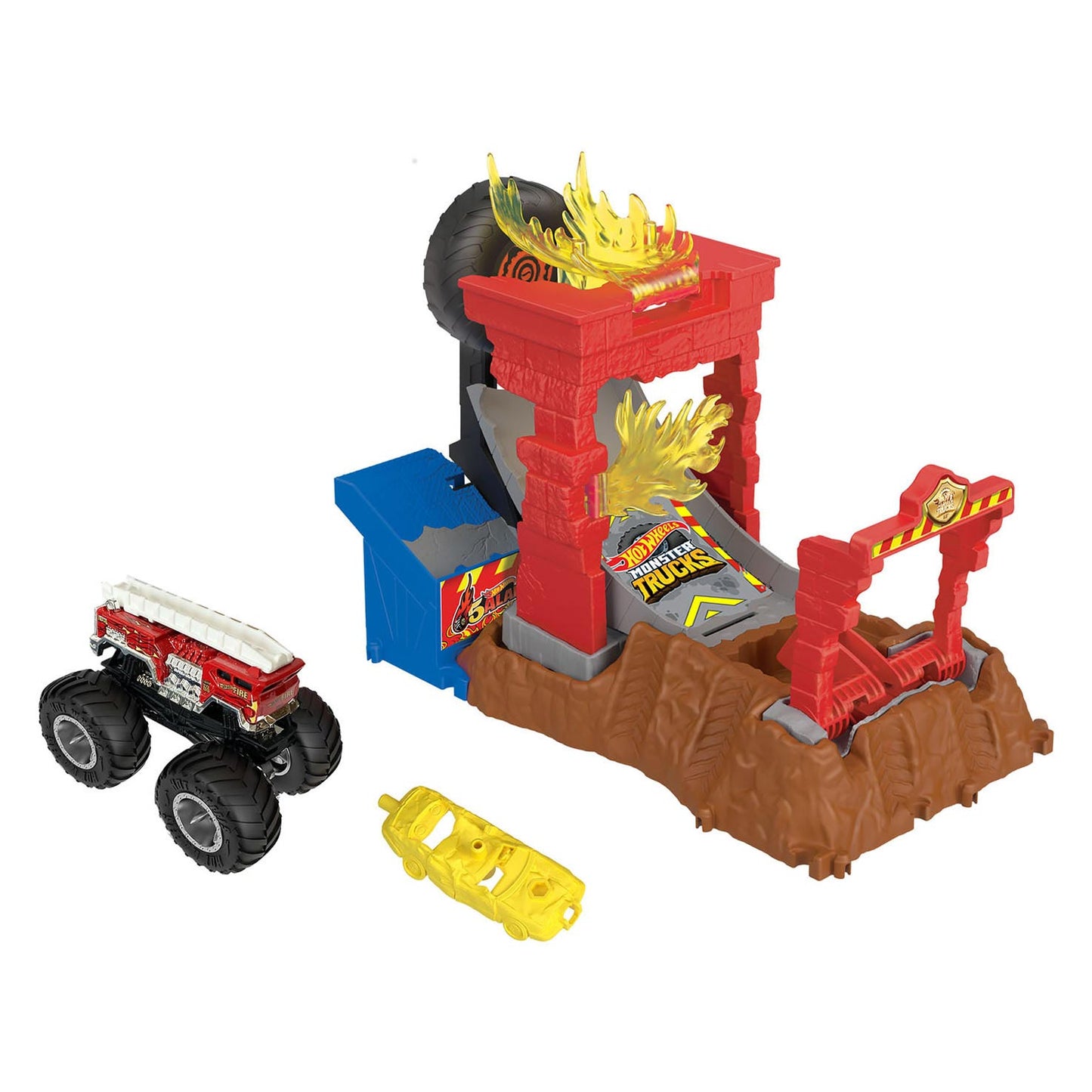 Hot Wheels Monster Trucks Arena Smash 5 Alarm Fire Crapy Set