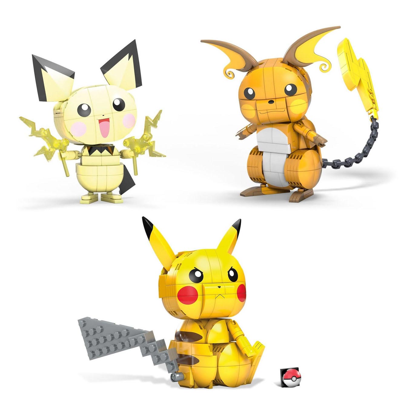 Pokémon Mega Construx Pokemon Construction Set Build and Show Pikachu Evolution Trio