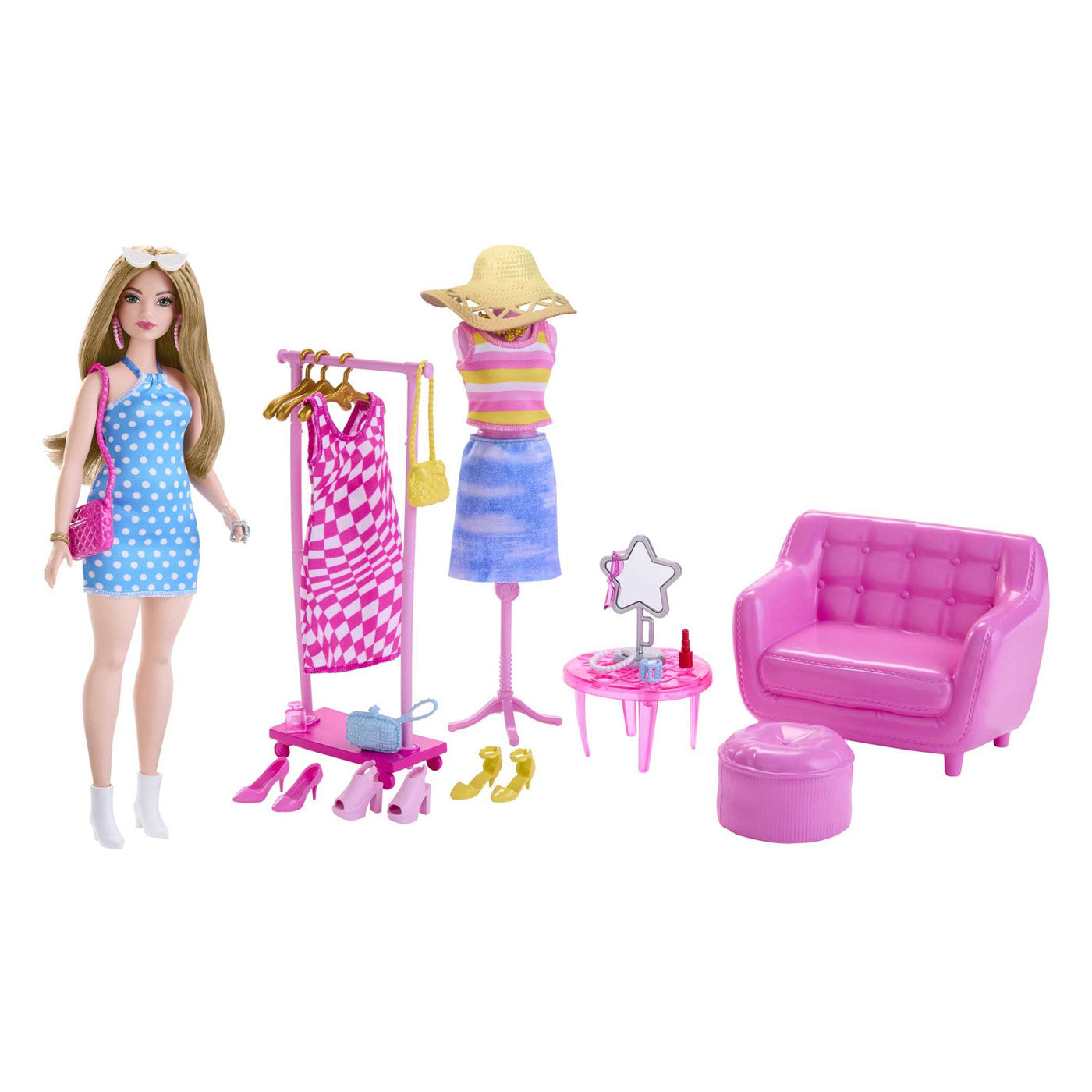 Mattel fashionista pop con estante de ropa