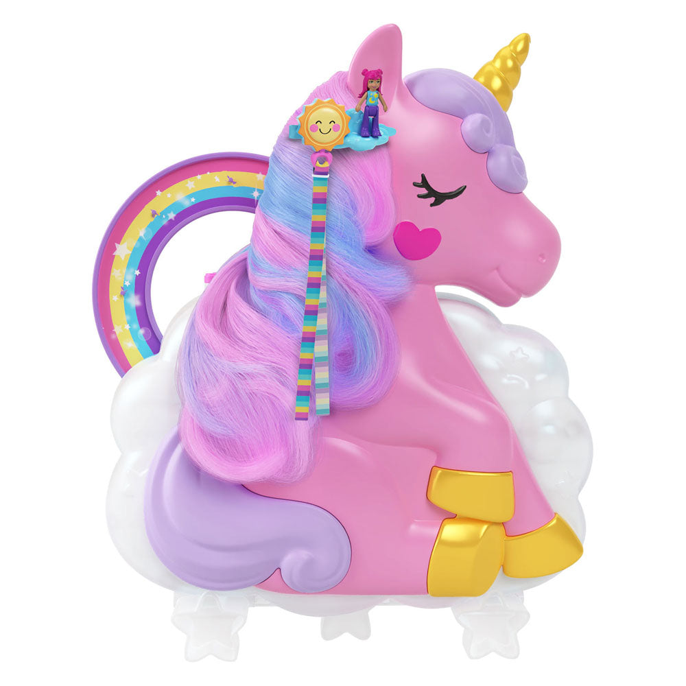 Salón de bolsillo Mattel Polly del set de Regenboog Unicornio