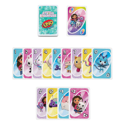 Mattel uno junior dreamworks gabbys gioco di carte per la casa delle bambole
