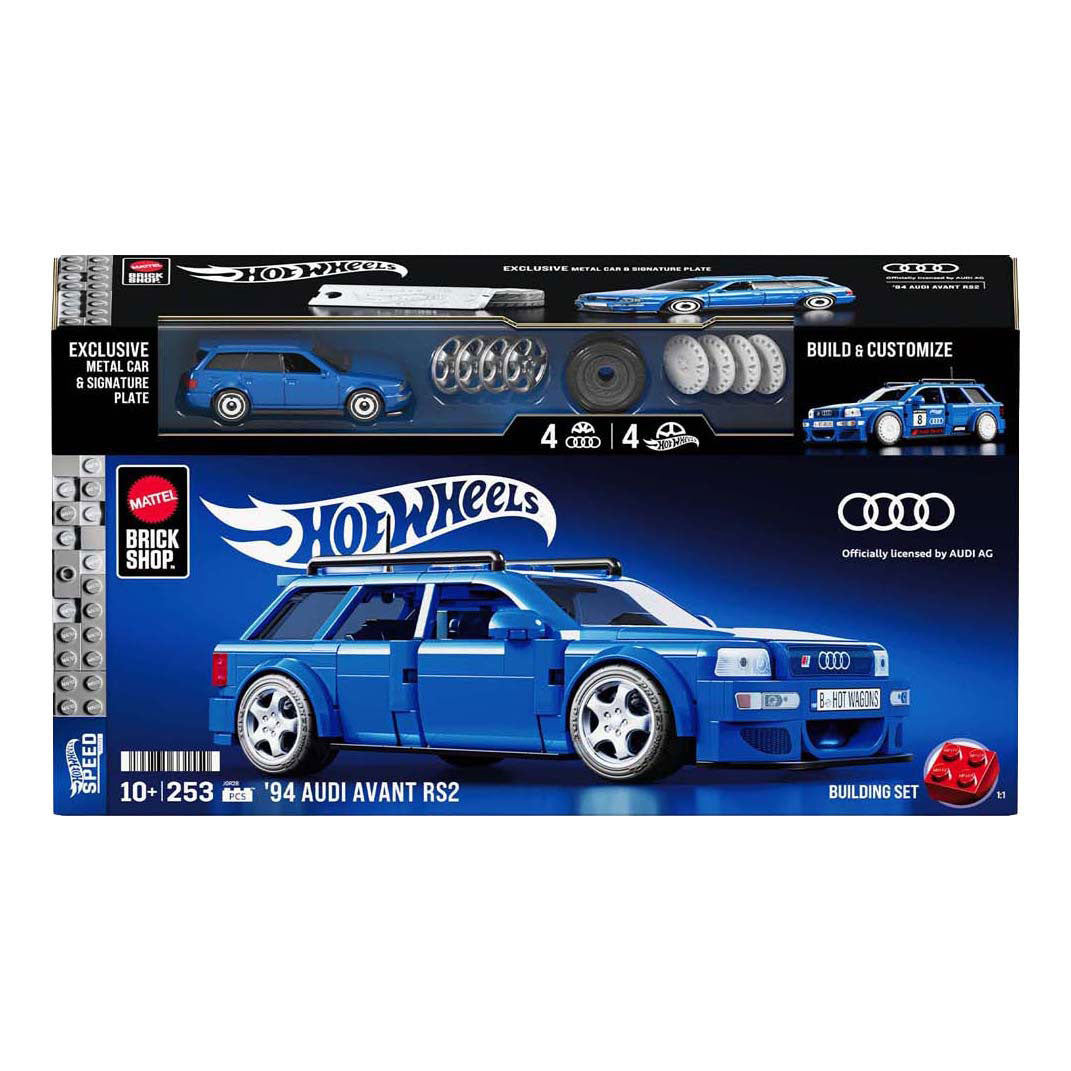 Mattel brick shop hot wheels speed series - audi avant rs2 del '94 - giocattoli da costruzione - 252 parti