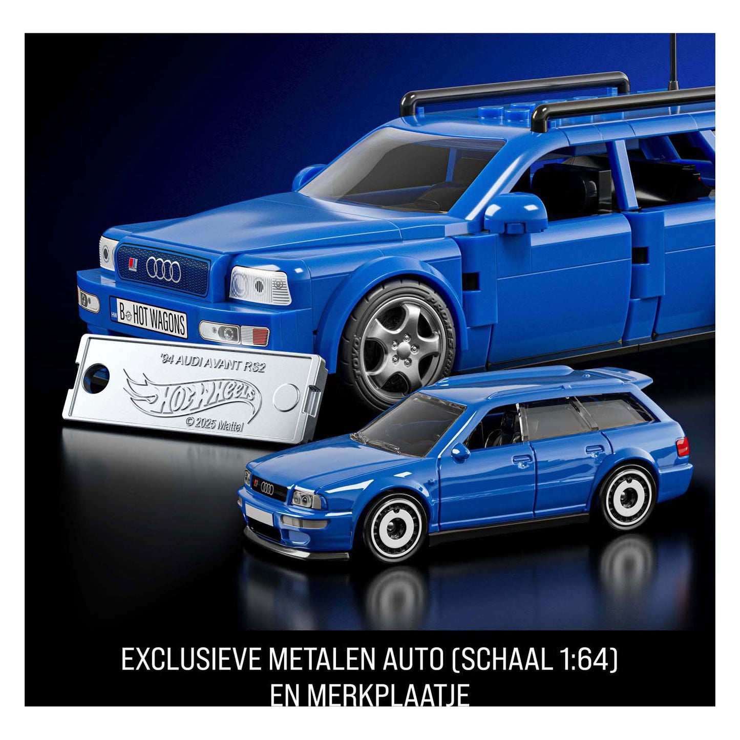 Mattel brick shop hot wheels speed series - audi avant rs2 del '94 - giocattoli da costruzione - 252 parti