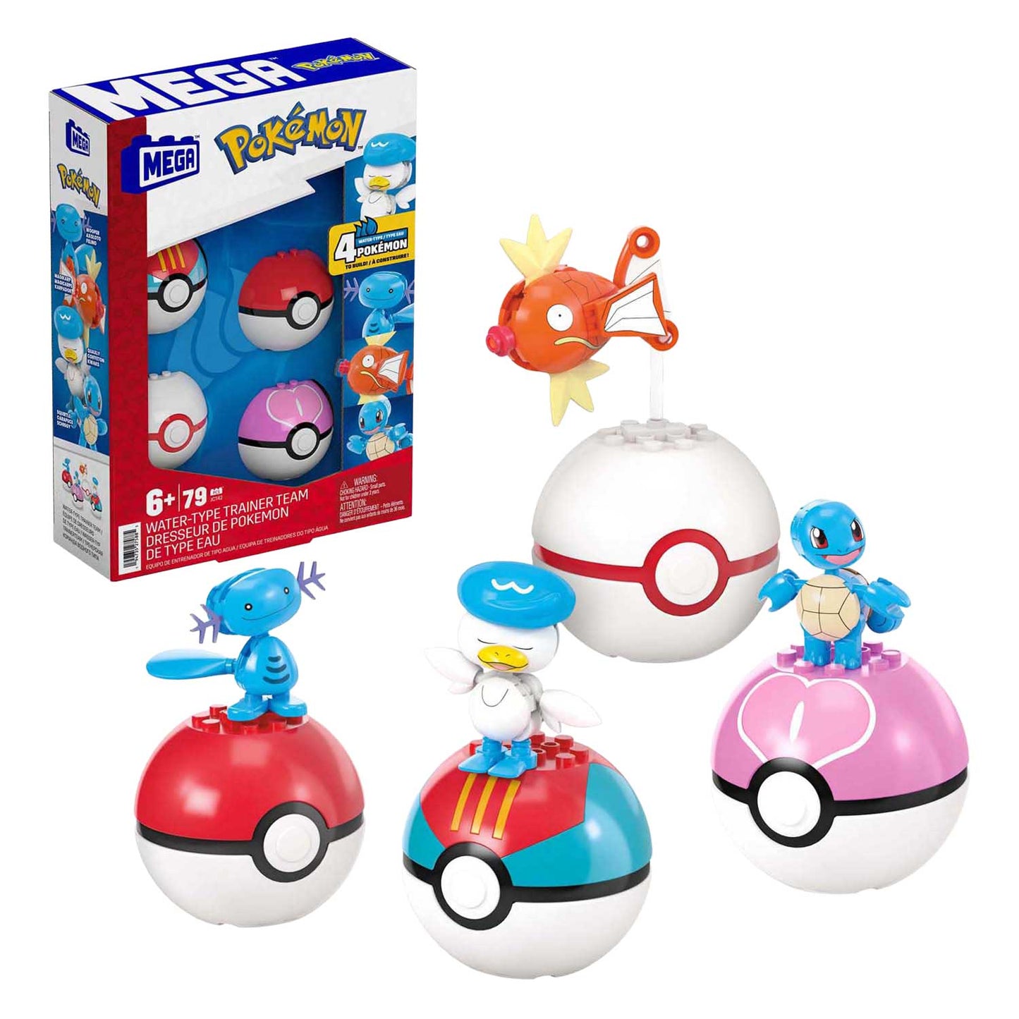 Set da costruzione Pokémon Mega Bloks Mega Costrutto: Magikarp, Shellder e Quaxly