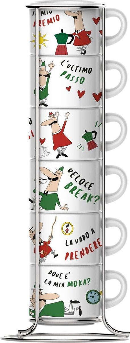 Bialetti impilabili italia espresso kopjes in rek 6 stuks