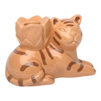 Mansion atmosphere candlestick tiger cream 12.5x7.5x8.5cm
