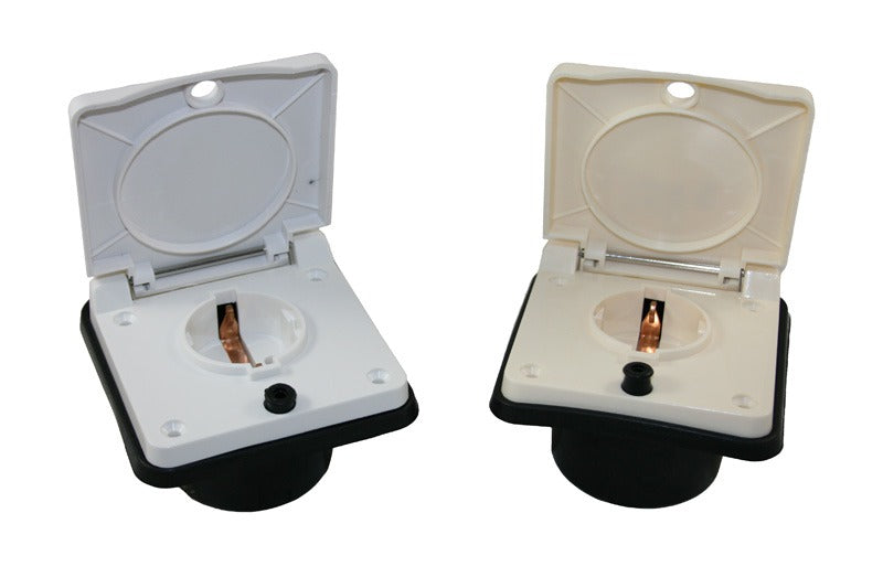 Schuko buiten wandcontactdoos beige voor caravan en camper