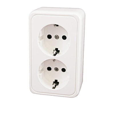 Enchufe doble de superficie, blanco - sin embalaje de venta