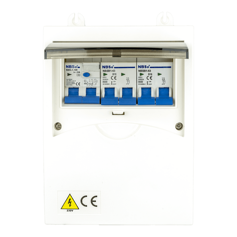 Fusibile Ngk 6 moduli con fusibili bipolari b10a e b16a e interruttore differenziale da 30 mA