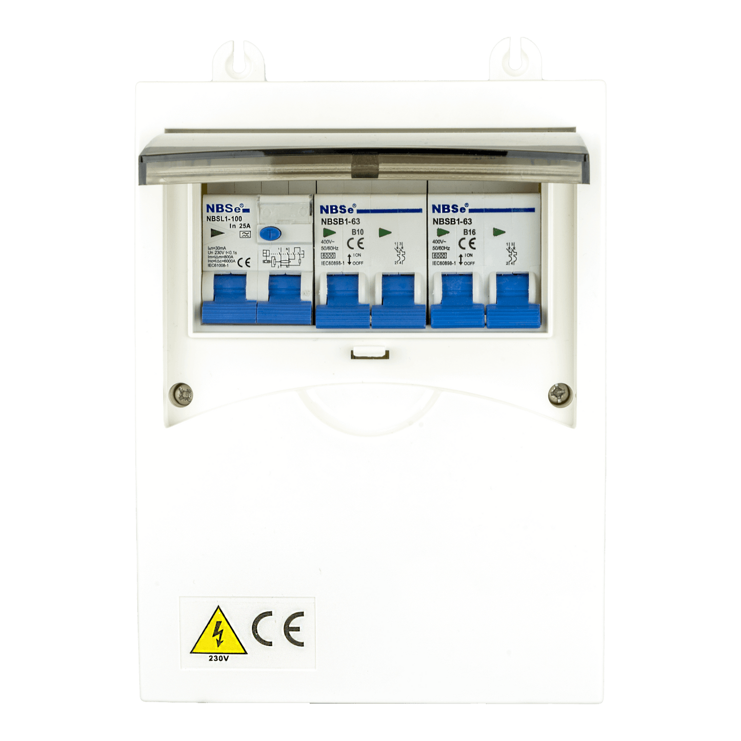 Ngk zekeriast 6-modules met dubbelpolige zekeringautomaten b10a en b16a en 30ma aardlekschakelaar