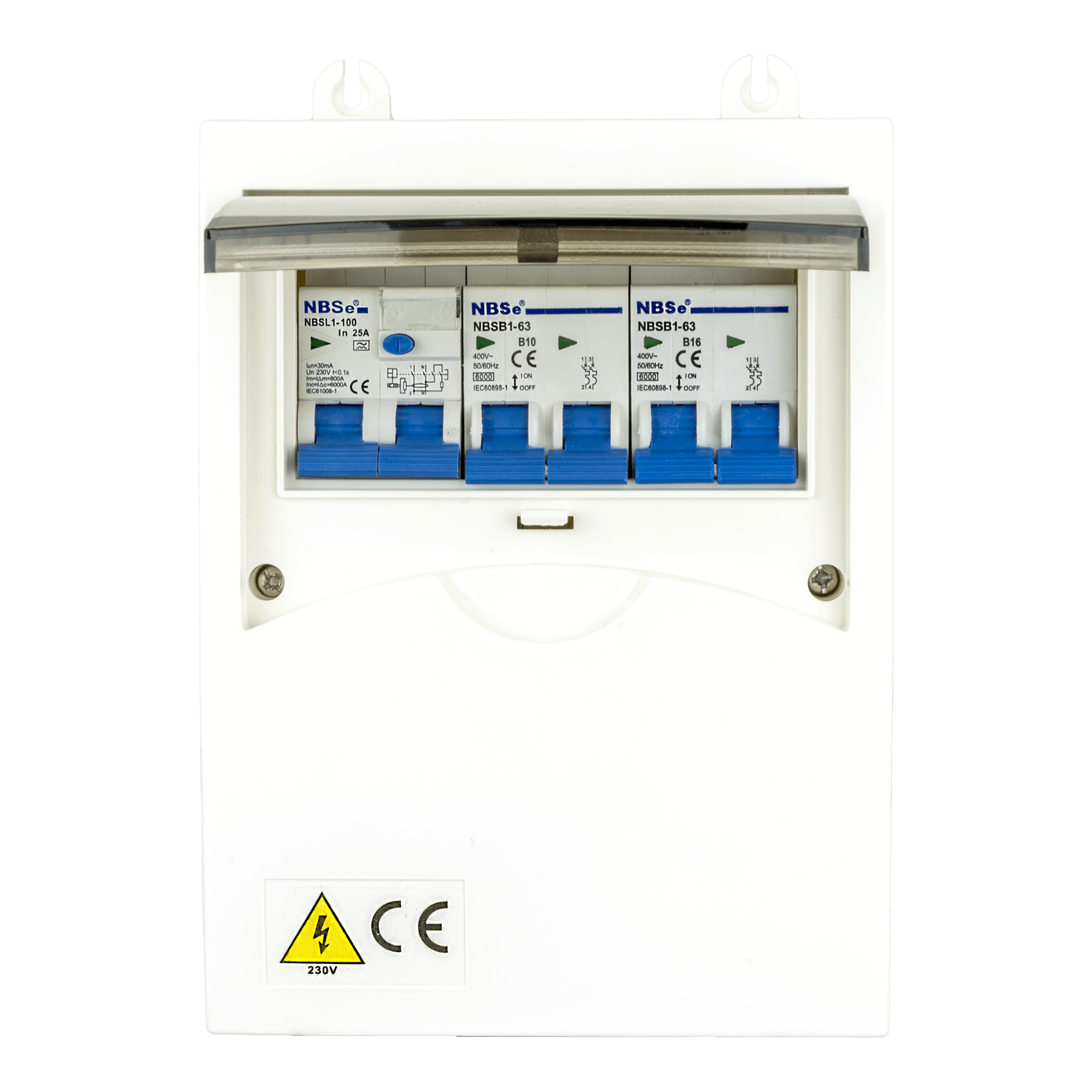 Ngk zekeriast 6-modules met dubbelpolige zekeringautomaten b10a en b16a en 30ma aardlekschakelaar