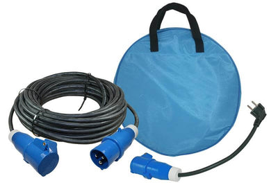 Ngk verleabel 25 metros de neopreno 3x 1,5 mm² - enchufe cee y enchufe cee - con cable adaptador francés - en bolsa para cables