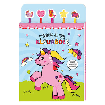 Libro da colorare con matite colorate - amici unicorno