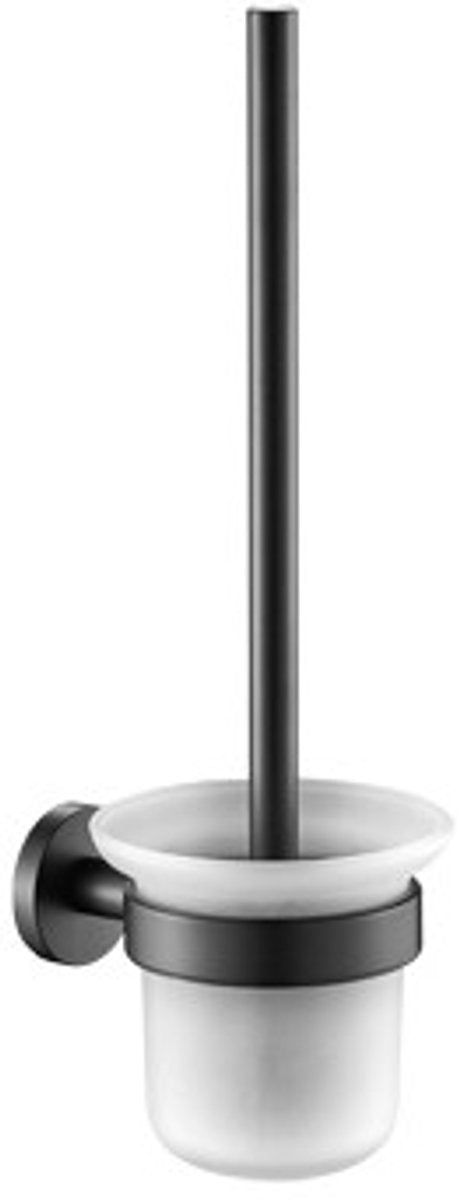 Scopino WC Plieger Vigo – Scopino WC con porta bicchiere – Supporto da parete – Garanzia 10 anni – Nero opaco