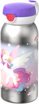 Mepal rvs drinkfles met flipdop campus - 600 ml - waterfles rvs - lekdicht - hygiënische deksel - unicorn glow
