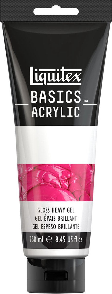 Liquitex 1041013 basics gloss heavy gel medium tubo da 250 ml - medium acrilico per tecniche di miscelazione a consistenza spessa - gel gloss heavy