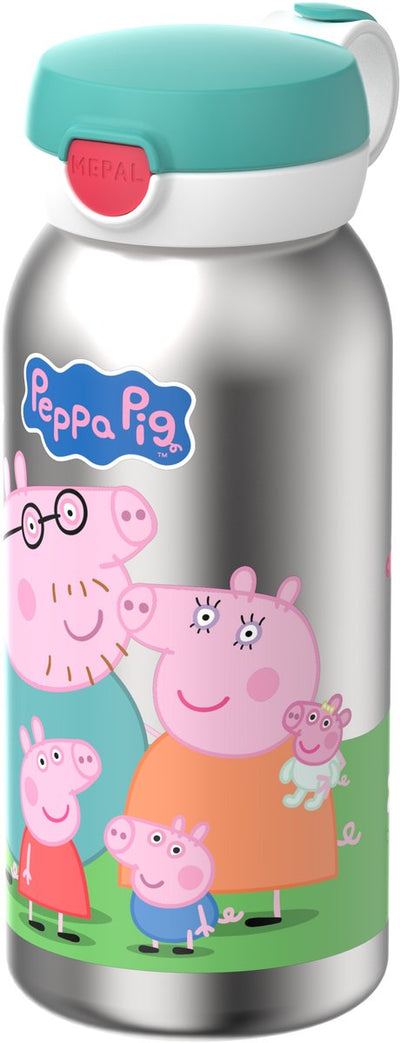 Mepal botella isotérmica con tapa abatible campus - 500 ml - botella de agua de acero inoxidable - hermética - tapa higiénica - peppa pig