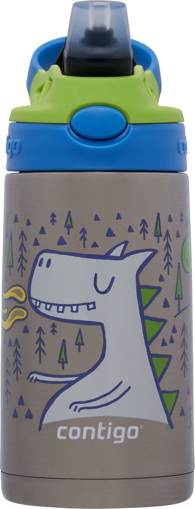 Borraccia termica Contigo Easy Clean con beccuccio automatico con cannuccia per bambini, borraccia in acciaio inossidabile senza BPA, 100% a tenuta stagna, facile da pulire, ideale per l'asilo nido, la scuola e lo sport, 380 ml | drago di fuoco