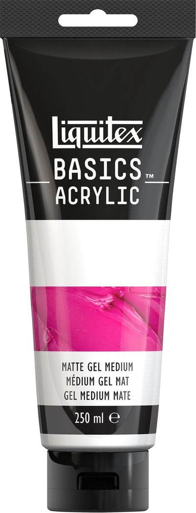 Liquitex 8870311 basics matte gel medium tubo da 250 ml – gel acrilico opaco medium, modellabile miscelabile