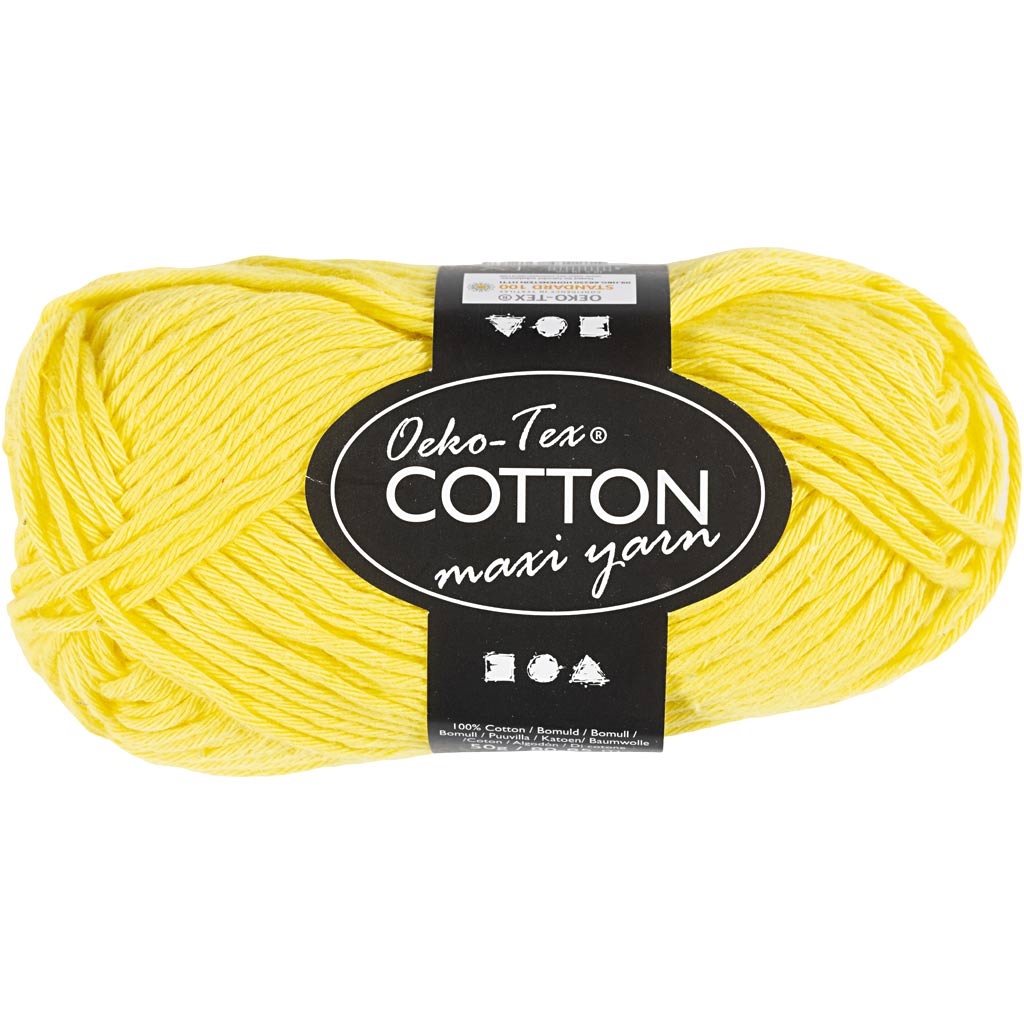 Hilo de algodón Creativ Company, talla 8 8, l: 80-85 m, amarillo, 50 g 1 ovillo