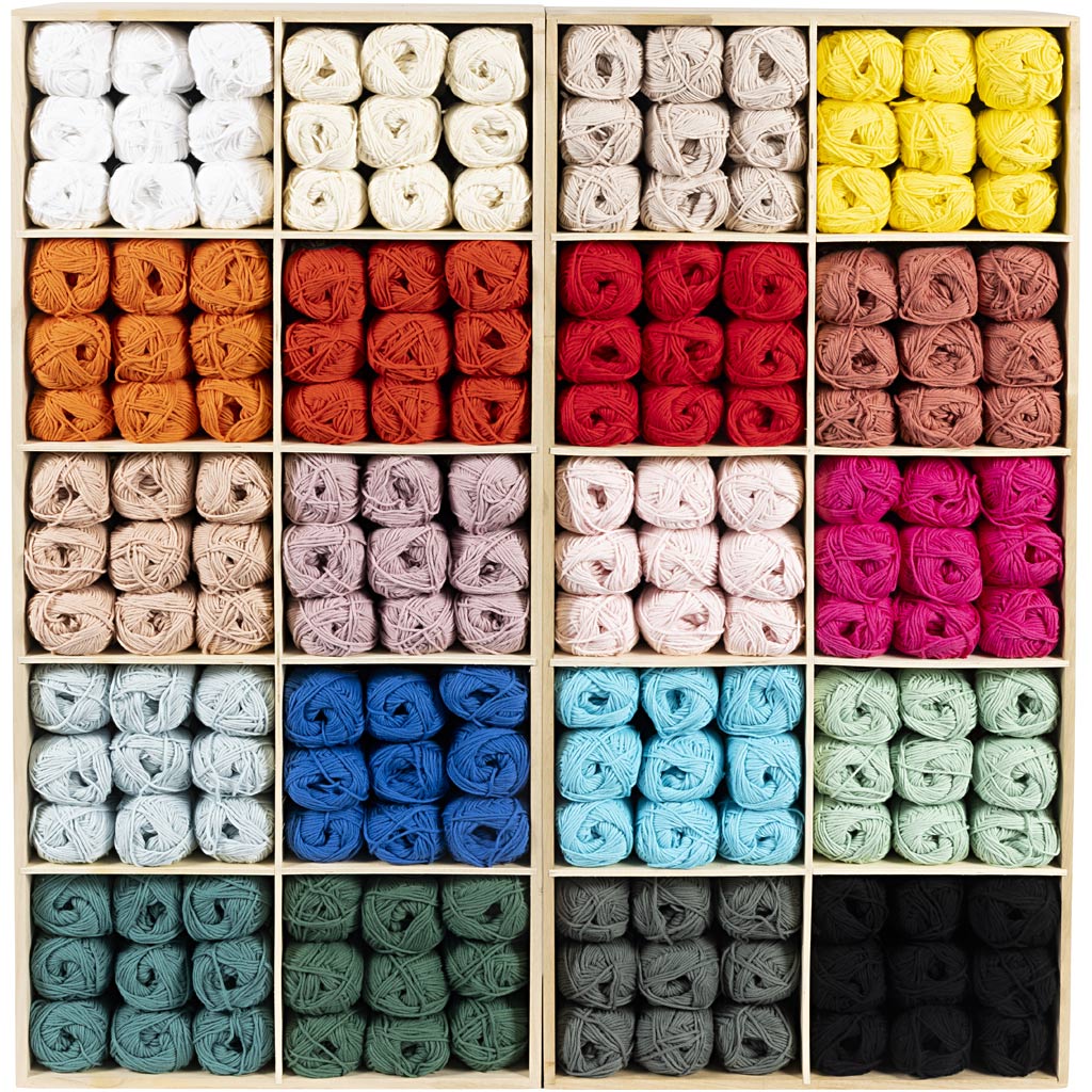 Hilo de algodón Creativ Company, varios colores, 240 ovillos, 1 caja