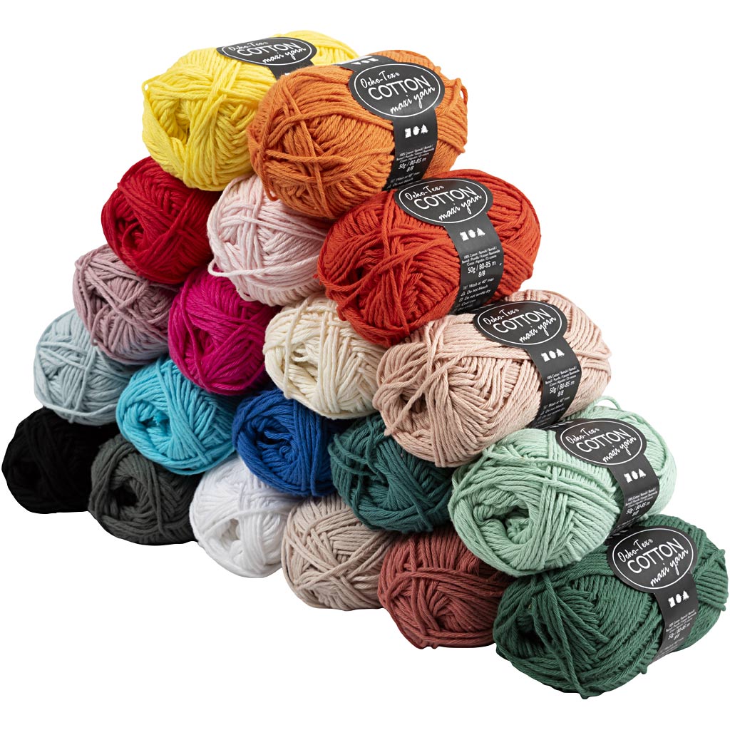 Filato di cotone Creativ company, l: 80-85 mt, vari colori, 20x50 gr 1 scatola