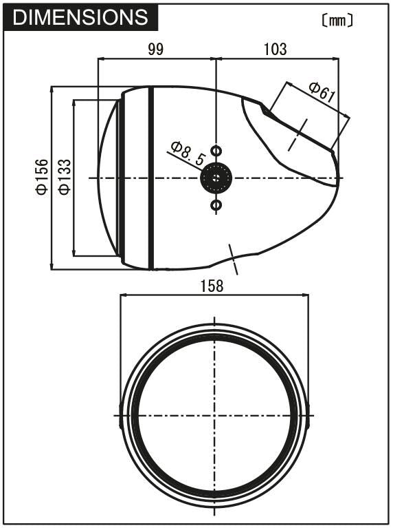 Daytona koplamp vintage headlights,vintage h4 60 55w, 5 3 4 black.