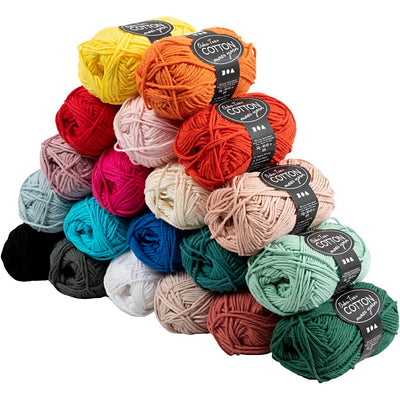 Filato di cotone Creativ company, l: 80-85 mt, vari colori, 20x50 gr 1 scatola
