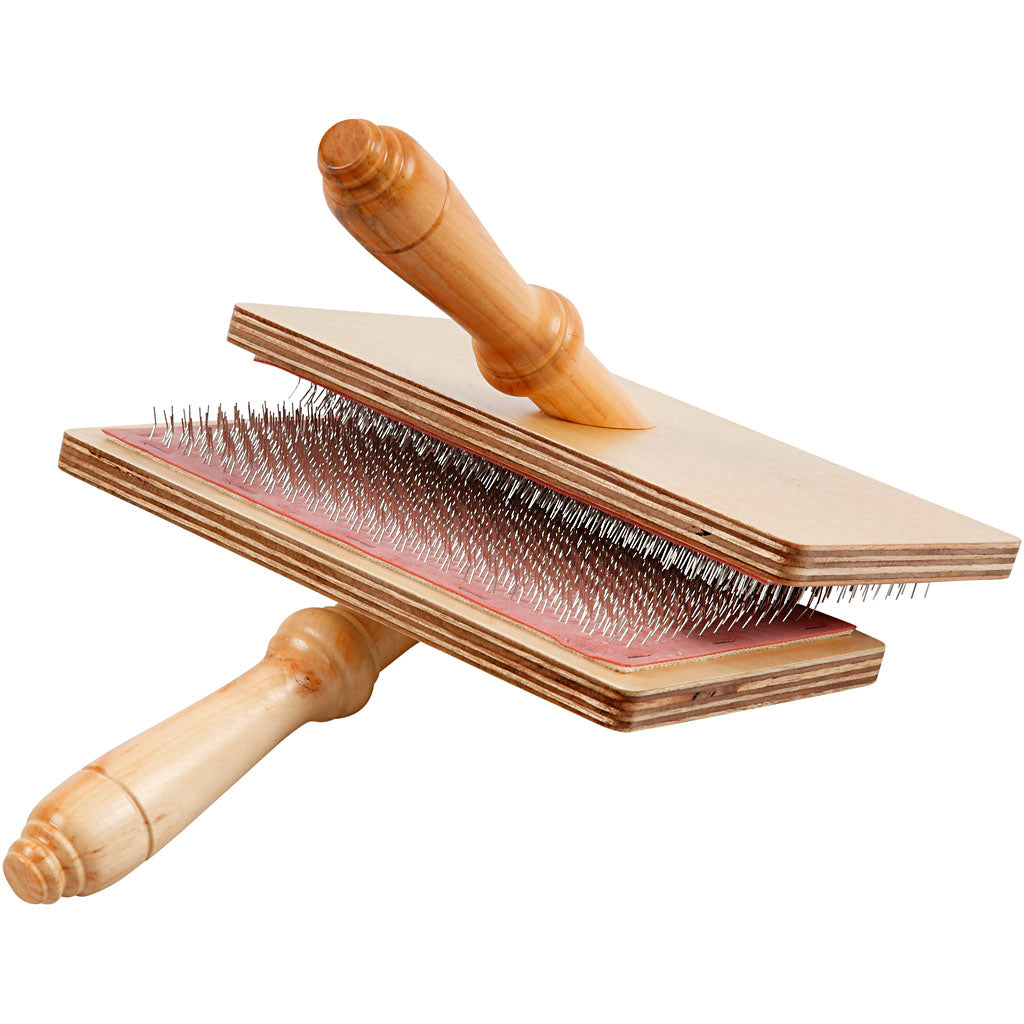 Creativ company carding brush, size 20x11 cm, 1 pair