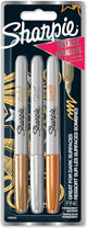Pennarelli permanenti metallici Sharpie | bel punto | inchiostro oro, argento e bronzo | 3 pezzi