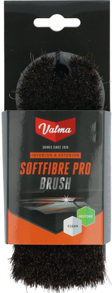 Cepillo Valma softfibre pro - cepillo suave de crin - limpia de forma segura cuero, vinilo, textiles y capotas convertibles - elimina la suciedad sin rayar