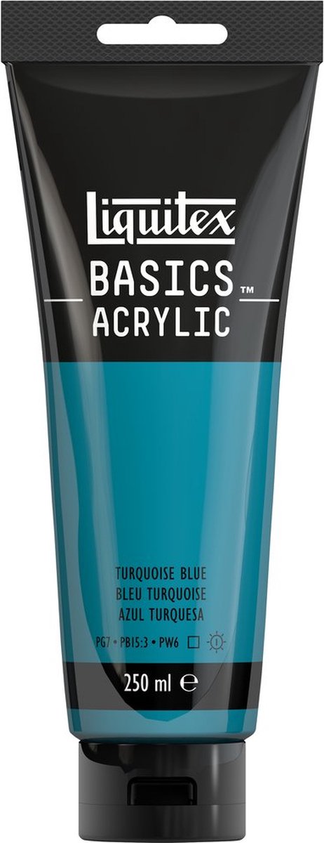 Liquitex 88700245 basics acrylverf turquoise blue – 250 ml | kunstenaars acrylverf | middelmatige viscositeit | frisse blauwtint voor schilderen canvas