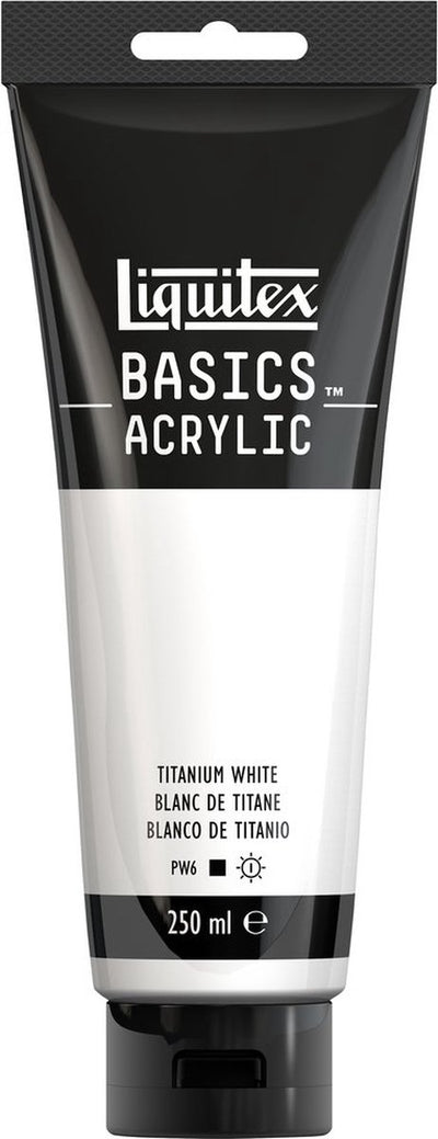 Liquitex 88700229 vernice acrilica basics bianco titanio – 250 ml | pittura acrilica per artisti | viscosità media | colore resistente alla luce per dipingere su tela