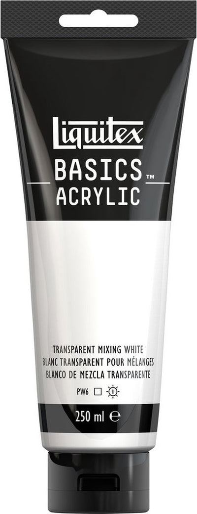 Liquitex 88700243 vernice acrilica basics trasparente da miscelazione bianco – 250 ml | pittura acrilica per artisti | viscosità media | per smalti per la miscelazione dei colori