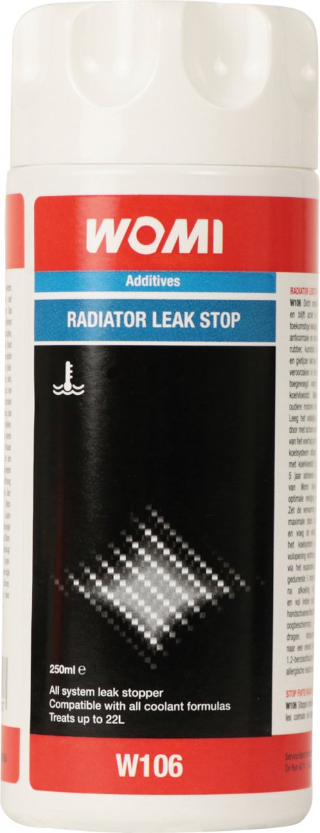 Fermo perdite per radiatore Womi w106 – 250 ml – ad azione rapida – sicuro per le guarnizioni – adatto a tutti i liquidi di raffreddamento