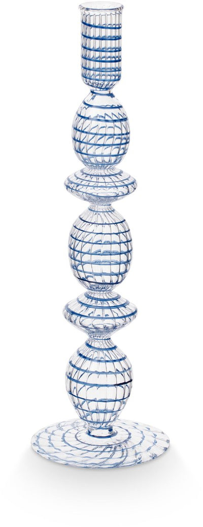Pip studio candeliere a spirale - portacandele in vetro - blu scuro - 28 cm