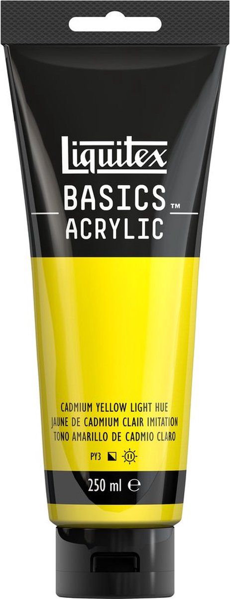 Liquitex 88700218 pintura acrílica basics tono claro amarillo cadmio – 250 ml | pintura acrílica para artistas | viscosidad media | Color resistente a la luz para pintar lienzos.