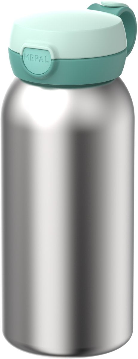 Mepal rvs drinkfles met flipdop campus - 600 ml - waterfles rvs - lekdicht - hygiënische deksel - cool mint